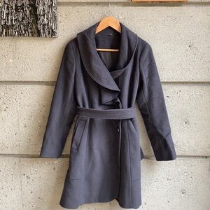 ❄️ Gray Wool Blend Wrap Coat